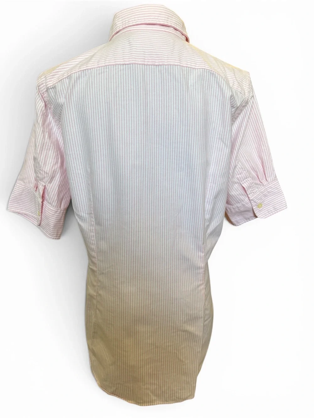 Ralph Lauren Women’s Large Pink White Striped Oxford Button Down Short Sleeve - Picture 2 of 10